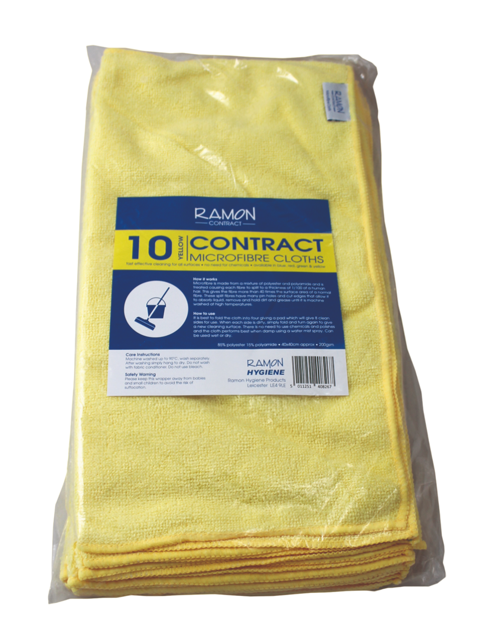 Microfibre Cloths Yellow Pack of 10
