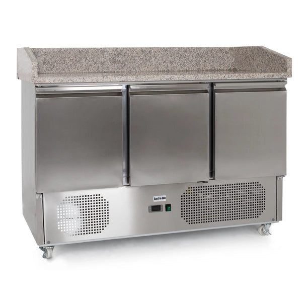 Gastroline Granite Top 3 Door Refrigerated Pizza Prep Counter 370L Capacity