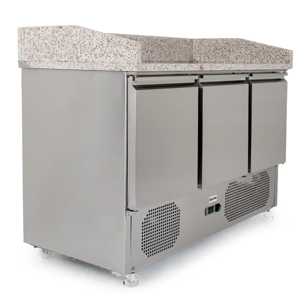 Gastroline Granite Top 3 Door Refrigerated Pizza Prep Counter 370L Capacity