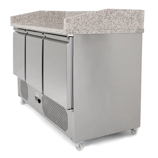 Gastroline Granite Top 3 Door Refrigerated Pizza Prep Counter 370L Capacity