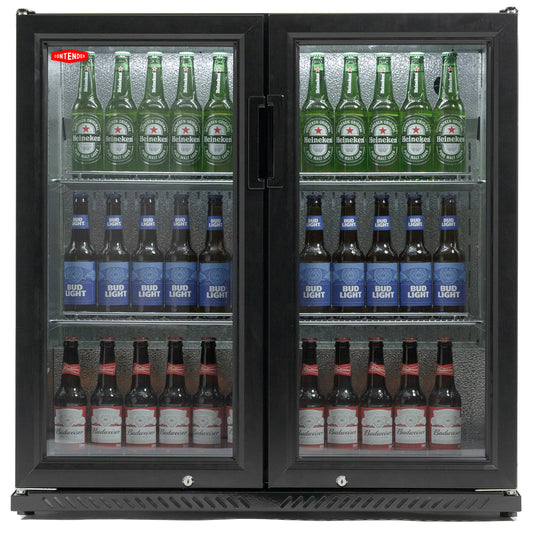 GRADED - Premium Contender 216L Commercial Double Door Drinks Fridge - Hinged Doors