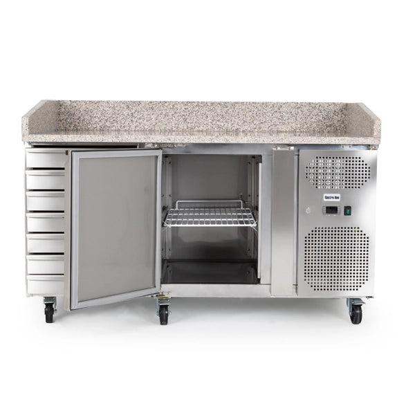 Gastroline Granite Top Refrigerated Pizza Prep Counter with 7 x Dough Drawers