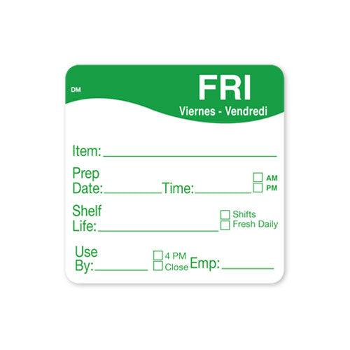 51x 51mm Friday - Shelf Life Labels - ECatering Essentials
