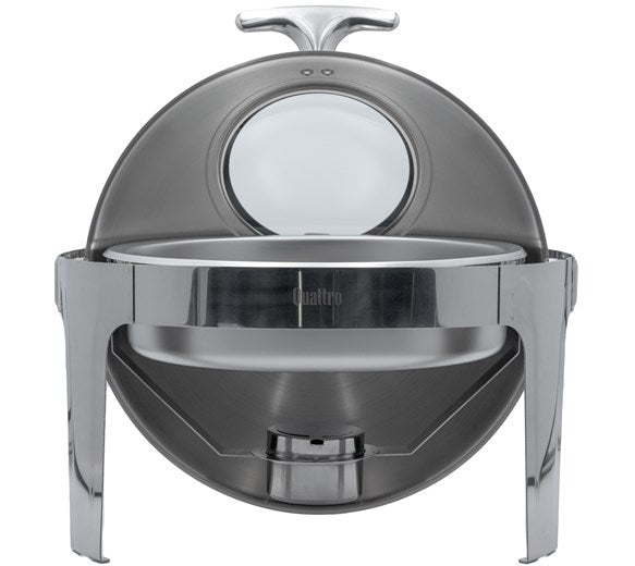 Quattro Round Roll Top Chafing Dish With Glass Window 6 Litre Capacity