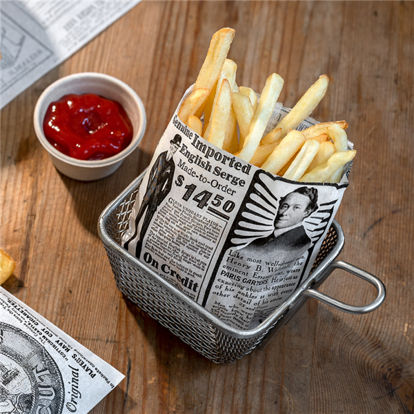 100 12x12cm Chips Greaseproof Paper Bags 'TIMES'