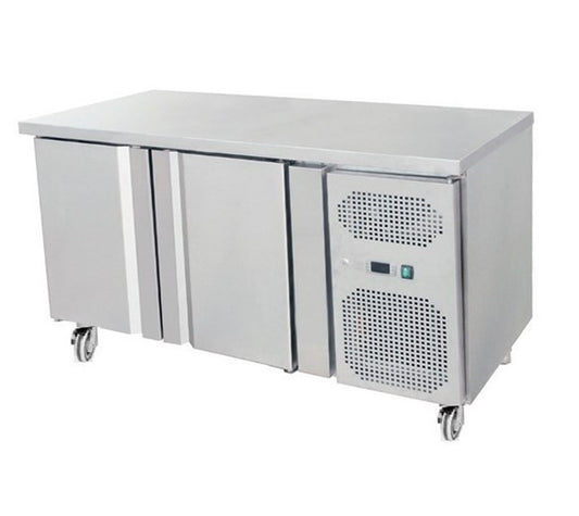 Gastroline 2 Door Freezer Prep Counter 700mm Deep With Fitted Castors