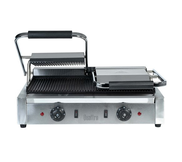 Quattro Twin Contact Panini Grill Ribbed Top and Bottom Plates