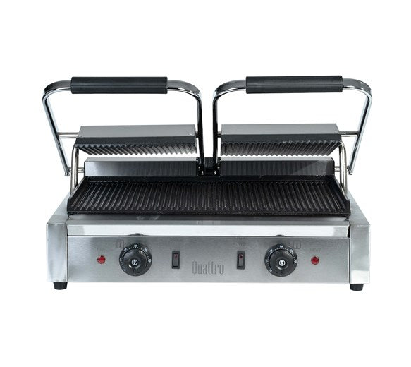 Quattro Twin Contact Panini Grill Ribbed Top and Bottom Plates