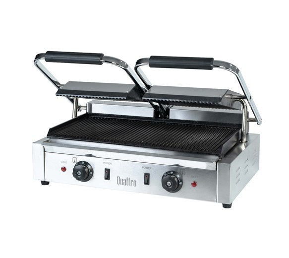 Quattro Twin Contact Panini Grill Ribbed Top and Bottom Plates