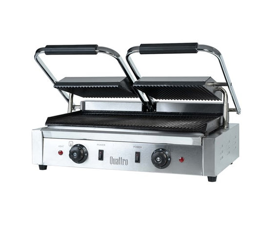 Quattro Twin Contact Panini Grill Ribbed Top and Bottom Plates