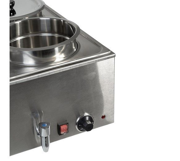 Quattro Twin Pot Round Bain Marie With Drain Tap