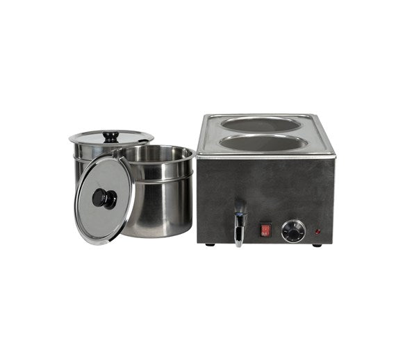 Quattro Twin Pot Round Bain Marie With Drain Tap