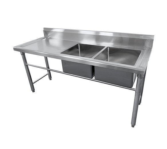 Quattro 1800mm Twin Bowl Stainless Steel Right Hand Commercial Sink ...