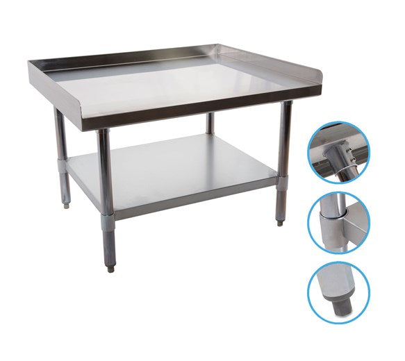 Quattro 600mm Stainless Steel Equipment Table Stand with 3 Side Turnup